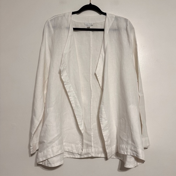 Pure Jill 100% Linen Open Front Cardigan Jacket Large White - Picture 1 of 6